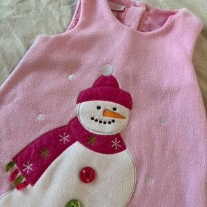Vintage Pink Snowman Kids Dress